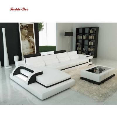 China (Others) Modern Design Adjustable Living Room Furniture, Modern Sofa Design, Adjustable Headrest Sectional Genuine Leather Sofa Set for sale