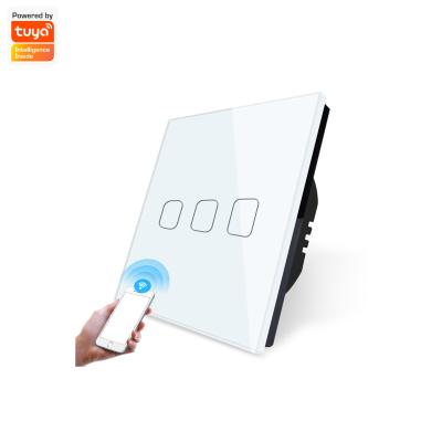 China type 3 wall glass touch switch panel tuya smart home switch EU/UK smart switch WL-TSW-EU3-N-SK2 for sale