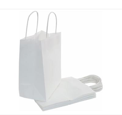 China Disposable White Kraft Paper Bags With Handles Medium Size Paper Shopping Bag Gift Bags For Small Business for sale