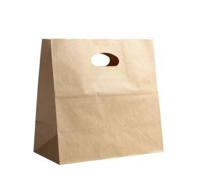 China Disposable Customized Die Cut Tote Bags Sturdy Kraft Paper Gift Food Service Bags For Store Supermarket for sale