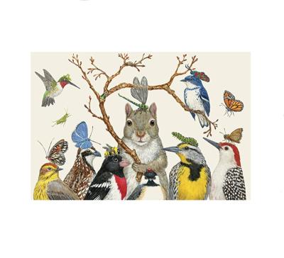 China Minimalist Unique Design Lovely Birds Pile Up Rectangle Disposable Paper Place Mats For Kitchen Dining Table for sale