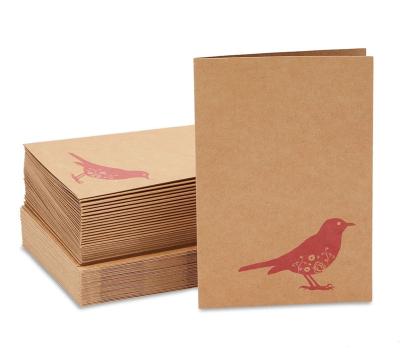 China Business.office.gift .promotion.etc Colorful Rustic Bird Designs All Occasions Matched Blank Note Cards With Envelopes Kraft Paper Greeting Cards for sale