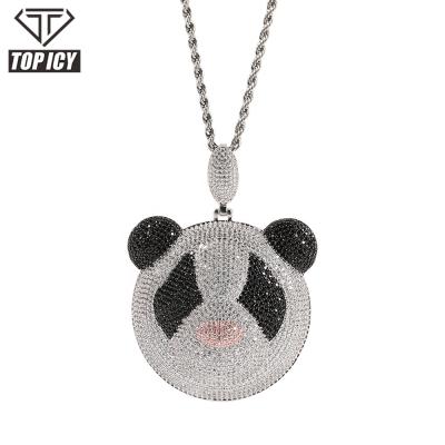 China Hiphop Iced Out 18k Gold Plated Panda Pendant Necklace High Polish Micro Pave Full Diamond Cubic Zircon Pendants For Necklace for sale