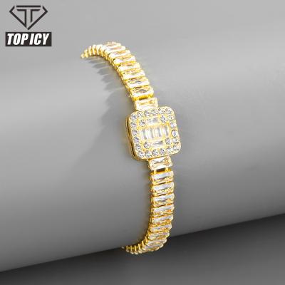 China Iced Out Luxury Fashion Hiphop Jewelry 15mm CZ Hip Hop Cubic Diamond Men Tennis Chain Bracelet For Women Tops Women for sale