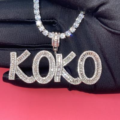 China Custom Hiphop Hip Hop Initial Letter CZ Pendant Iced Out Fashion Letters Pendant Chain Necklace for sale