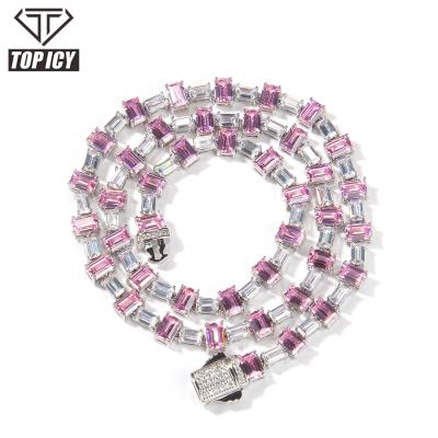 China Fashion Luxury Lilac Color CZ D.C.A. Zirconia Link Chain Hip Hop Jewelry Purple Totalities For Women Men As Gift for sale