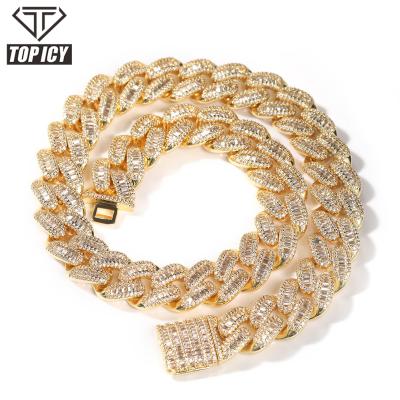 China Hot Mix Hiphop 14mm INS Baguette CZ Round CZ Paved Iced Out New Fashion Luxury Women Cuban Clasp Box Chain CZ Cuban Link Chain for sale