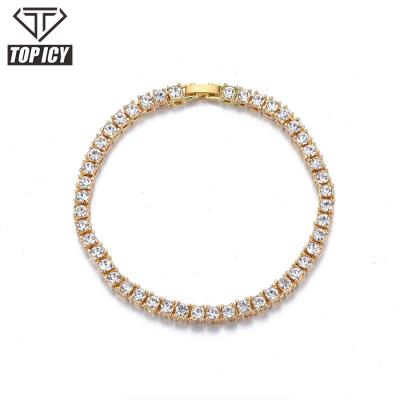 China Hiphop 4mm Zircon Tennis Necklace Hip Hop Bling Jewelry Silver Chain Gold Rose Gold Tennis Chain Necklace Iced Out Wholesale for sale