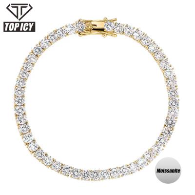 China Hiphop Hip Hop 925 Sterling Silver With Moissanite Tennis 3mm 4mm 5mm Iced Out Tennis Necklace Bracelet Chain Jewelry for sale