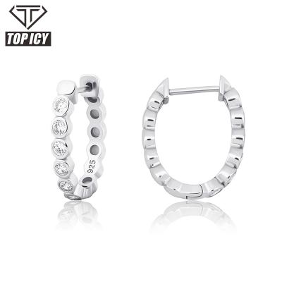 China Hiphop Hip Hop Jewelry 925 Sterling Silver Earring With Circle Zircon Jewelry Women Earrings Women Accessories Earrings for sale