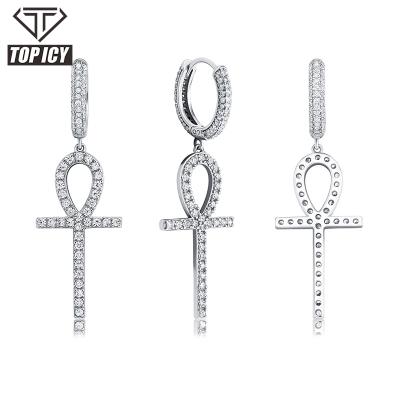 China Popular Classic Brass Zirconia Diamond 925 Sterling Silver Ladies Jewelry Fashion Cross Stud Earrings For Women for sale