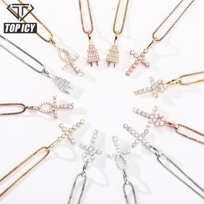 China New Arrival 2021 Hiphop 925 Sterling Silver Most Popular Style Iced Out Cross Necklace Silve Gold Ankh Cross Pendant for sale