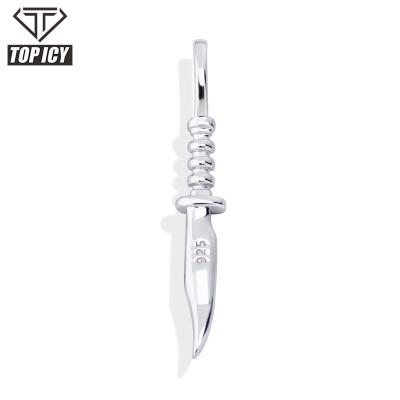 China Hiphop Hip Pop 18k Gold Plated Pendant Iced Out 925 Sterling Silver Jewelry Knife Saber Pendants For Necklace for sale