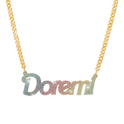 China Rainbow/Sporty Simple Design Multi Casual Gold Chain Name Necklace Women Personalized Name Plate Personalized Name Plate for sale