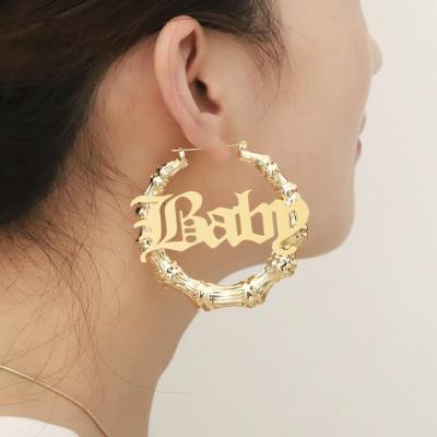 China 2021 fashion jewelry bamboo kids vintage large circle earring stainless steel hoop earrings 18k gold plated wholesale trendy for sale