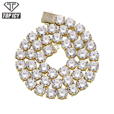 China Hiphop 2021 Fashion Tennis Necklace Diamond CZ AAA+ Zirconium Link Chain Luxury Hip Hop Jewelry Necklace Women for sale