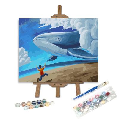 China Realistic Dropshipping Whale Painting By Number Animal With Frame Canvas Painting for sale