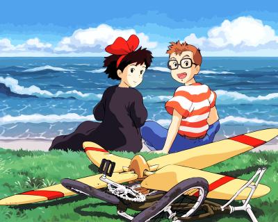 China Classic Kiki's Delivery Service Canvas Painting Wall Art DIY Kids Paint By Numbers LANDSCAPE 2 Custom Painting Classic Set 012 for sale