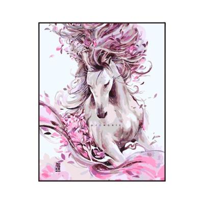 China Dropshipping Classic Pink Horse Canvas Wall Art DIY Painting Home Paint By Numbers for sale