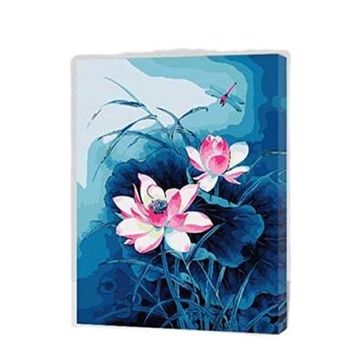 China New Classical/Postmodern Lotus Flower Oil Painting By Number Diy Digital Oil Painting Framed By Numbers With Frame for sale