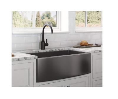 China Faucet Wholesale CUPC Black SUS304 16GA Modern Luxury Apronless Front Farmhouse Handmade Kitchen Sink for sale