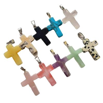 China China New Products Healing Stones Cross Necklace Crystal Pendant For Jewelry Making for sale