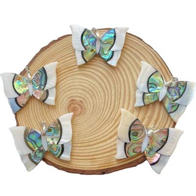 China Latest Design CLASSIC Natural Butterfly Abalone Shell Pendant Necklace For Sale for sale