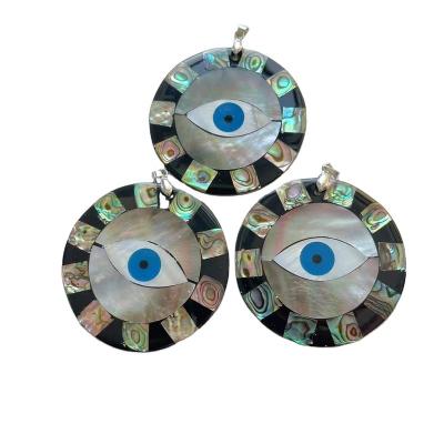 China CLASSIC Hot Sale Stone Shell Natural Evil Eyes Pendant For DIY Jewelry for sale