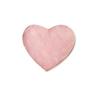 China China Natural Stone Healing Gemstone Heart Shaped Crystal Slices Mounted Quartz Coaster for sale