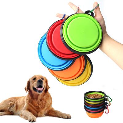 China Wholesale Different Colors Viable Collapsible Portable Travel Food Feeding Water Feeding Collapsible Silicone Dog Bowl for sale