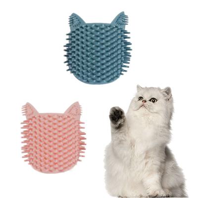 China Wholesale Viable Silicone Super Soft Mint Silicone Cat Face Rubs Cats Brush Self Massage Self Groomer Pet Cat Corner Comb for sale