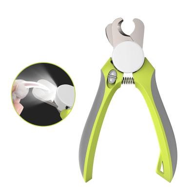 China Viable Wholesale Non-slip Handle Grooming Stainless Steel Cat Dog Pet Head Nail Clippers With Led for sale