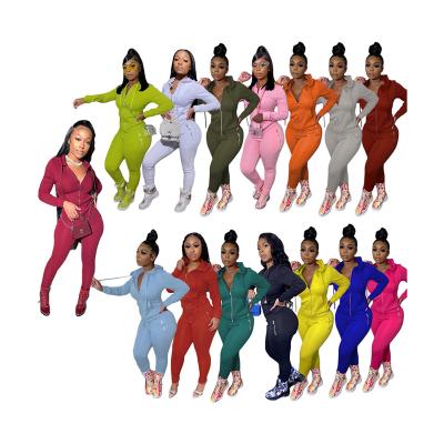 China 2022 anti-static hot sale in running women clohting fashion jacket and legging pants zipper hooded two-piece sets for sale