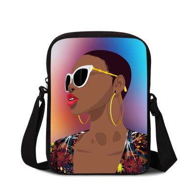 China Cozy Kids Toss Cross - Body Shoulder Bag African American Girl Printed Satchel Messenger Bag for sale