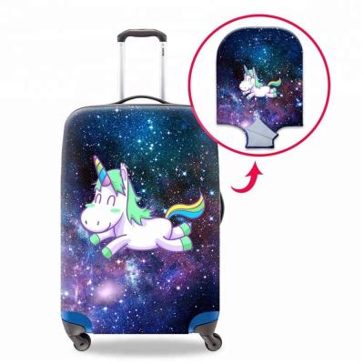 China Elastic Zipper Unicorn Print Suitcase Protector Elastic Cloth Galaxy Luggage Handle Cover for sale