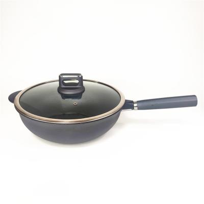 China Durable 30cm Bakelite Handle Induction Non Stick Cookware Cast Aluminum Wok for sale