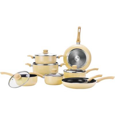 China Kuai Yang Kitchen 13pcs Sustainable Aluminum Cookware Set Non Ceramic Coating Oil Stick Free Pot and Pan Set for sale