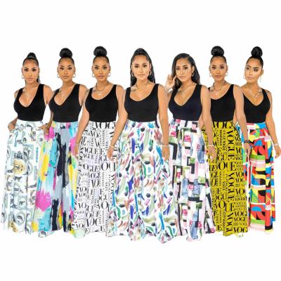 China 2021 Summer Ladies Breathable Casual Pants And Casual Multicolor Printed Wide Leg Pants High Waist Pants Trousers For Women Clothes for sale