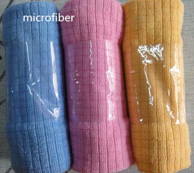 China Microfiber 30 * 40cm Gitter-Küchen-Reinigungs-Tücher des Gelb-260gsm für Auto-Badezimmer zu verkaufen