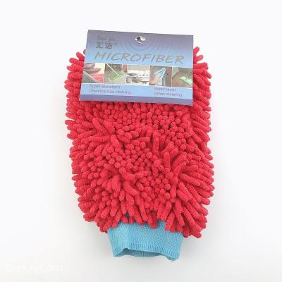 China 100% Polyester 1200gsm Microfiber Car Cleaning Wash Mitt With Elastic Cuff for sale