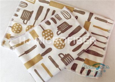 China Kitchen Reusable Printed Microfiber Cloth Machine Washable , Microfiber Dust Cloth for sale