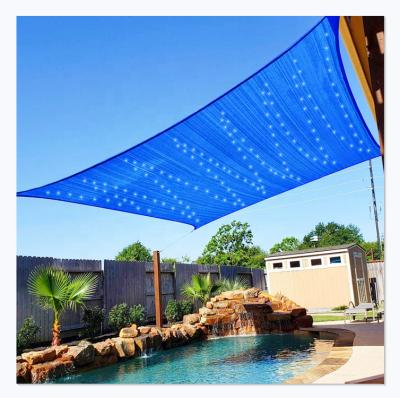 China Romantic Garden Star Light Shade Sail 100%PE Garden Shade Sail With LED Light Balcony With Shade Light Sail for sale