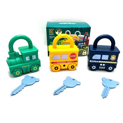 China Manual Key Open Car Digital Montessori Kids Learning Lock Enlightenment Math Matching To Open Educational Teaching Aids Toys for sale