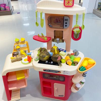 China 88cm Lightweight Pretend Play Kitchen Toys Kids Cooking Playset Toys Fashion Kitchen Set Toys with Sound and Light for sale