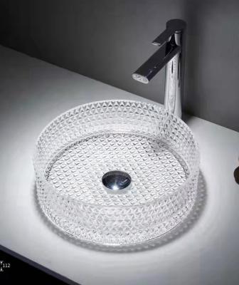 Cina ciotola trasparente a 15,5 pollici di Crystal Round Bathroom Sink Basin del lavabo della mano del piano d'appoggio di 12mm in vendita