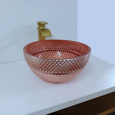 China Vidrio Shinning Rose Gold Vessel Sink Square sobre contrario electrochapada en venta