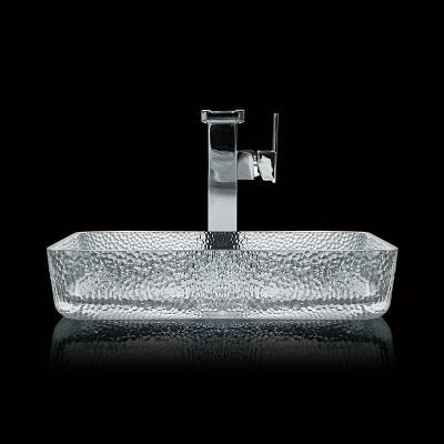 China 330mm 445mm Badezimmer-Waschbecken-Tischplatte-flaches Glas Druckguß Crystal Clear zu verkaufen