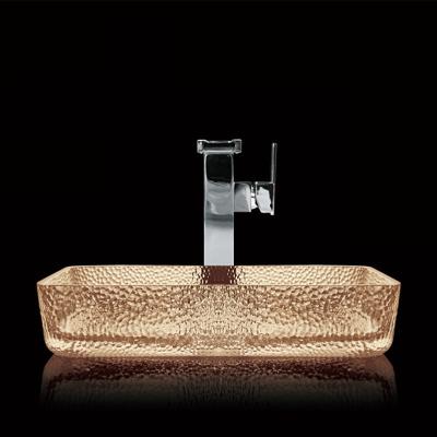 Cina Lavabo leggero della mano della toilette del tè Crystal Vessel Rectangular Bathroom Sink in vendita