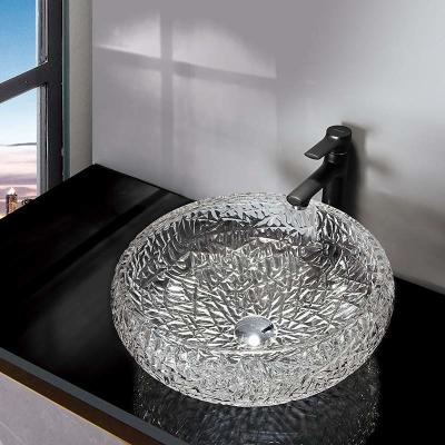 China Buque 170m m Crystal Clear Countertop Mounted del fregadero del cuarto de baño del cuenco de la ronda de la forma de la bola en venta