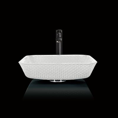 China 12mm Countertop-Eitelkeit sinkt beständiges Weiß Crystal Square Vessel Bathroom Scratchs zu verkaufen